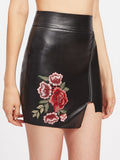“Candy” Floral embroidery zipper detail mini skirt