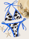 Cow print 2 piece bikini swimsuit