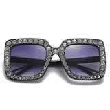 “Iconic eyewear” square oversize crystal rhinestone detail designer style sunglasses