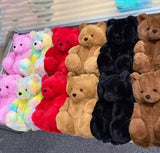 Soft oversize big teddy comfy bear bedroom slippers slides