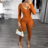 Ladies “bodygoals” long sleeve fashion jumpsuit