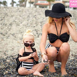 Vintage bow style Mommy and me baby matching 2 piece swimwear