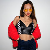 “All star” racing checkered crop top