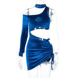 “Main” custom cutout one shoulder detail mini party dress