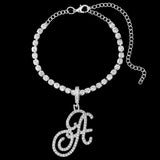 Blinged out personalize initial letter anklet hiphop jewelry
