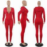 Ladies Casual Hoodie bodycon Bodysuit jumpsuit