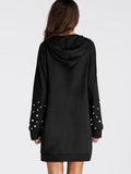 Pearl detail studded hoodie sweater dress