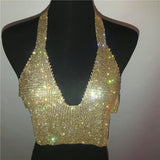 Glam rhinestone bodychain halter top