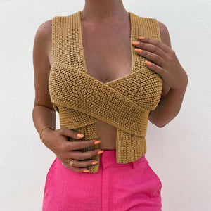 “Vibes” crochet wrap multi way bra crop top