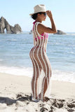 Crochet fishnet bikini swimsuit maxi cover up dress