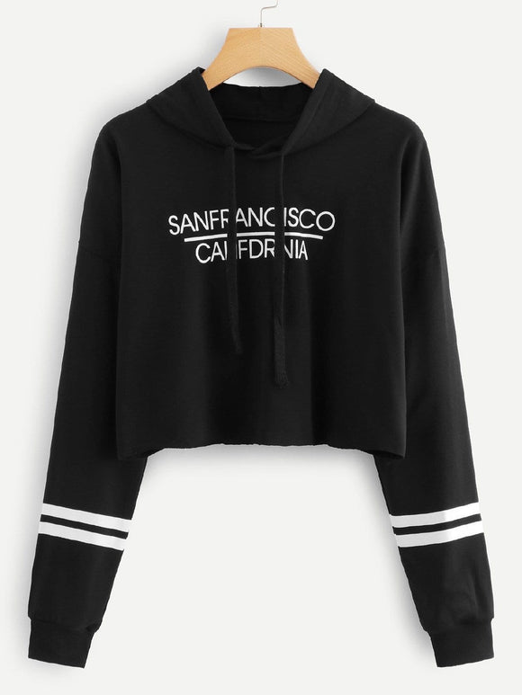 California text printed hoodie sweatshirt
