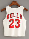 White Bulls 23 crop tank top