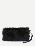 Fur detail fashion clutch bag