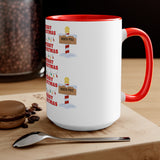 Santa clause and north pole Two-Tone Coffee Mugs, 15oz