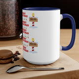 Santa clause and north pole Two-Tone Coffee Mugs, 15oz