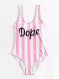 Pink dope print one piece monokini bikini swimwear