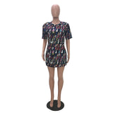 Trendy printed oversize tshirt dress