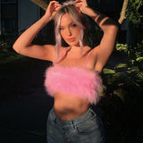 80s Barbie fur style tube crop top