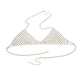Festive Luxury Rhinestone choker chain bra body jewelry