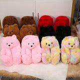 Fluffy big comfy bear slippers slides bedroom shoes