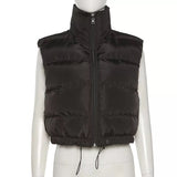 Ladies puffer vest coat crop jacket