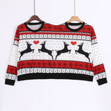 Funny couples 2 person ugly Christmas Xmas reindeer knitted pullover sweater