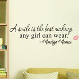 Marilyn Monroe “a smile is the best makeup any girl can wear” vinyl wall decal sticker decor