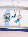 3pcs butterfly necklace bracelet watch set gift set