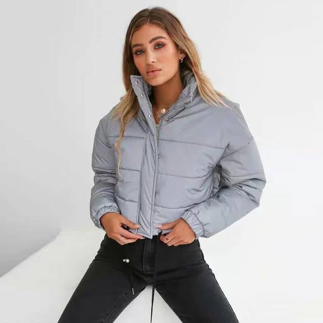 Reflective bubble crop jacket coat – Iconic Trendz Boutique