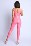 Barbie pink latex bodysuit jumpsuit