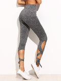 Grey lace up tie style fashion leggings