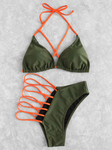 Strappy 2 piece fashion bikini swimwear