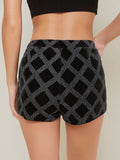 Women high waist glitter print shorts