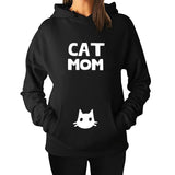 Cat mom printed pullover hoodie sweater