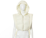 Ladies sleeveless Hooded Crop Puffer Vest Coat jacket