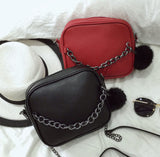 Chain Pom Pom shoulder crossbody handbag