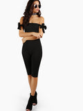 Bow tie off the shoulder style bodycon jumpsuit