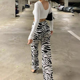 Vintage Zebra prints fashion wide pants
