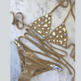 Custom rhinestone diamond luxury wrap style 2 piece bikini