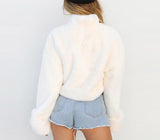 Warm thick fuzzy faux fur style oversize turtle neck sweater