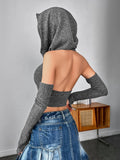 Ladies cutout hoodie crop top