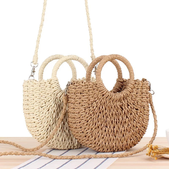 Tropic straw woven design retro beach vaca handbag