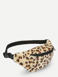Fur fuzzy leopard fanny pack bag
