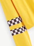 Checkered panel long sleeve top