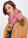 Knitted pom Pom detail scarf