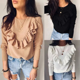 Ladies chic Ruffle long sleeve top