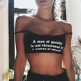 Funny text print tank bralet crop top