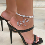 Blinged out personalize initial letter anklet hiphop jewelry