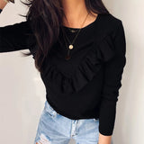 Ladies chic Ruffle long sleeve top