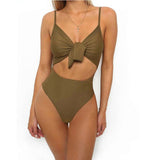 “Nail” cutout tue front one piece monokini swimsuit